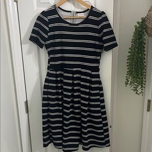 Lularoe black and White Striped Casual Dress